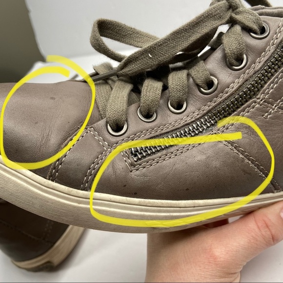 Rockport Cobb Hill Willa Mid Top Gray Brown Leather Sneakers Shoes - Picture 9 of 15